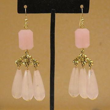  Vintage inspired pink chandelier teardrop earrings for women