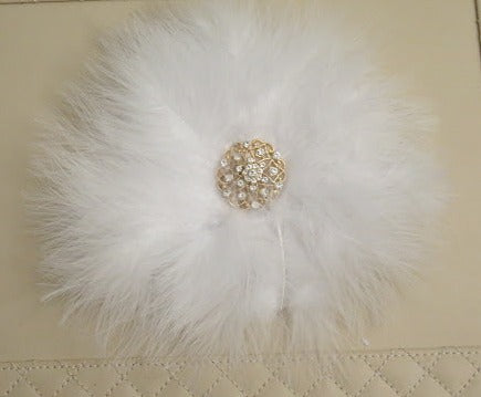 White feather bridal brooch for women
