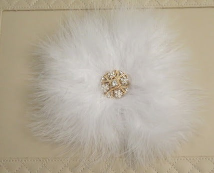 White feather bridal brooch for women
