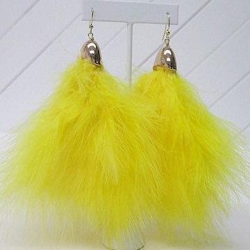 Yellow Feather Earring