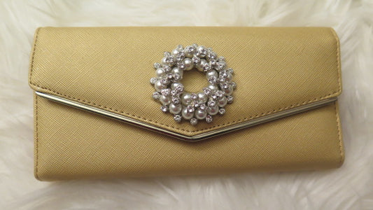 Yellow rhinestone statement wallet for women