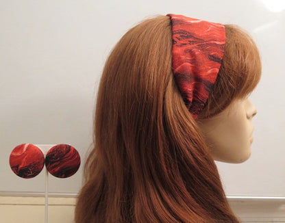 black red headband and matching earring