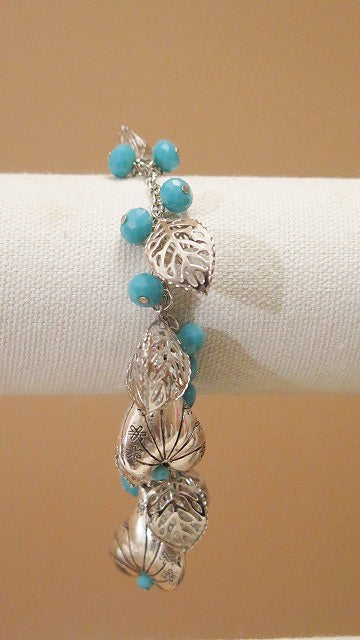 blue silver charm bracelet for women