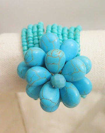 blue turquoise flower bracelet