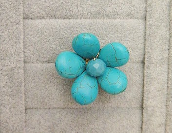 blue turquoise flower ring