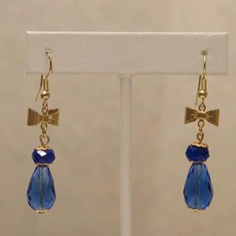 bow blue earring