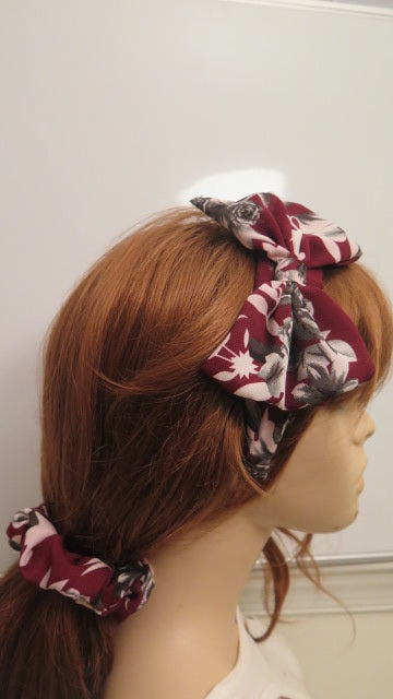 bow red flower eadband