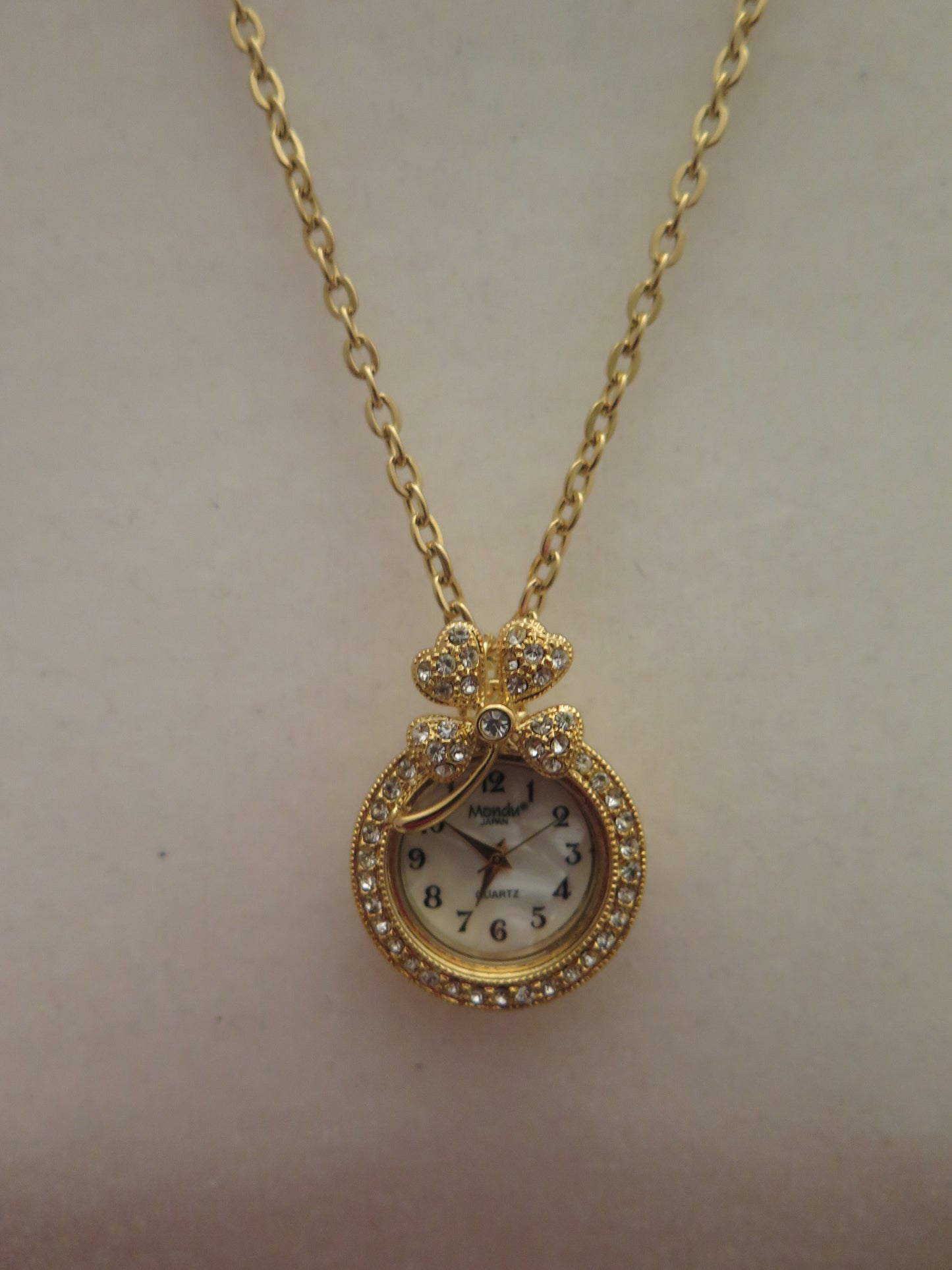 Gold clock pendant statement necklace for women