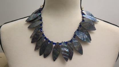 dark blue leaf necklace