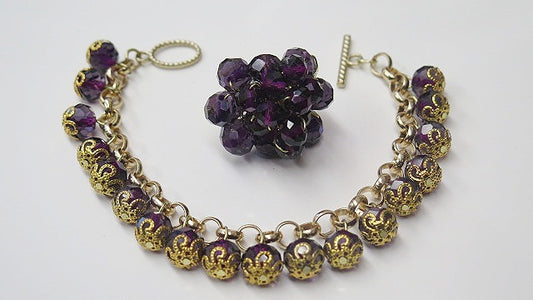 deep purle cluster bracelet and ring