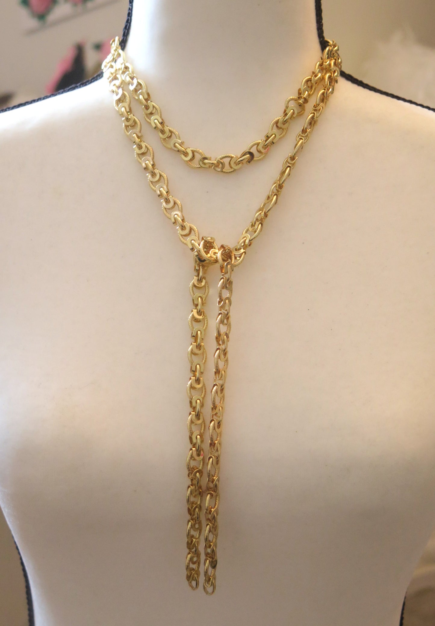 double Gold tie necklace