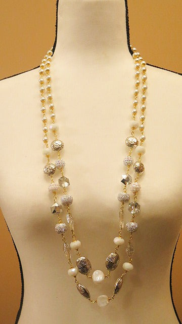 double long pearl chain necklace