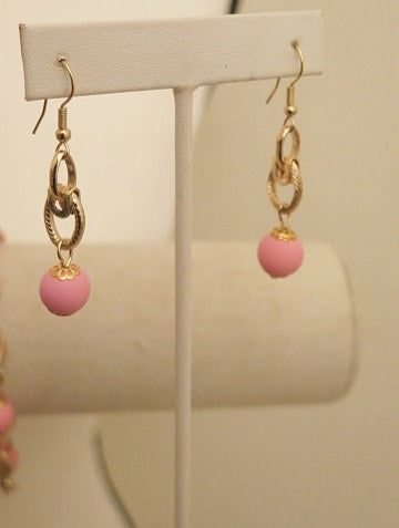 gold pink earring