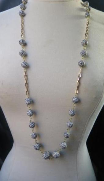 Long Leopard Print Beaded Necklace for Women