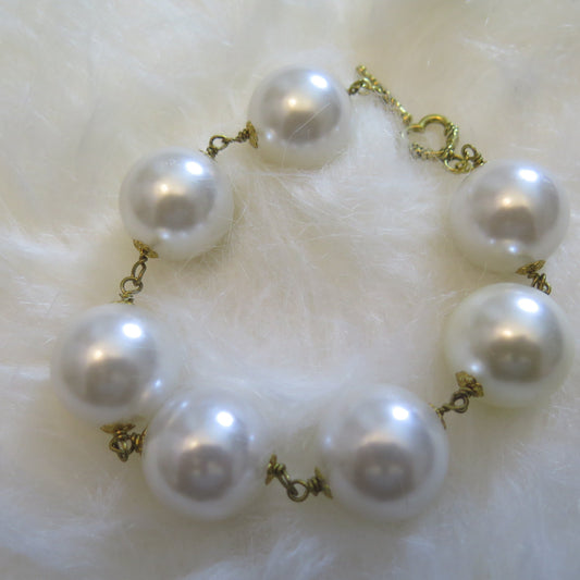 Pearl wire wrap bead bracelet for women