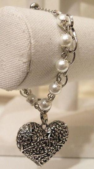 large silver heart bracelet