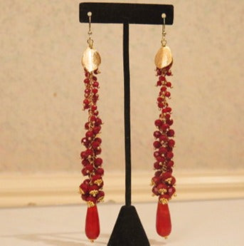 long red cluster earring for special event