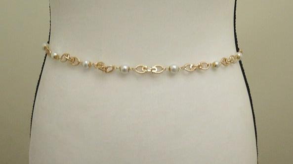 necklace belt Gold pearl chain