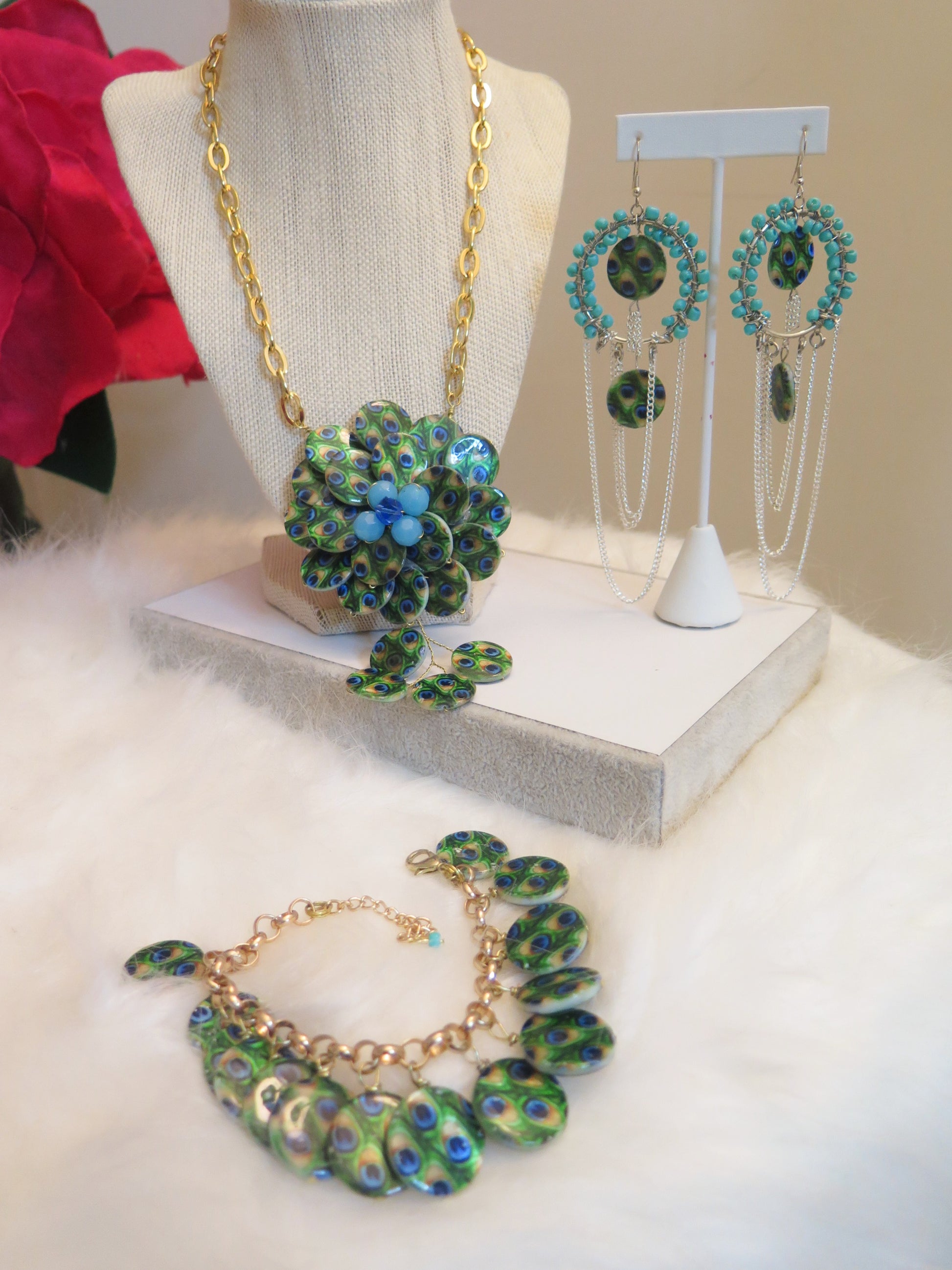 peacock beads jewelry set