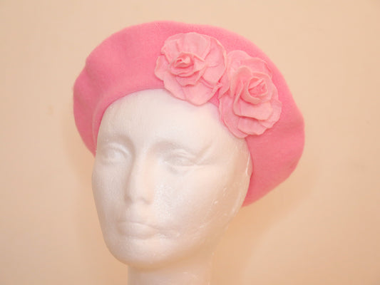 pink double flower beret