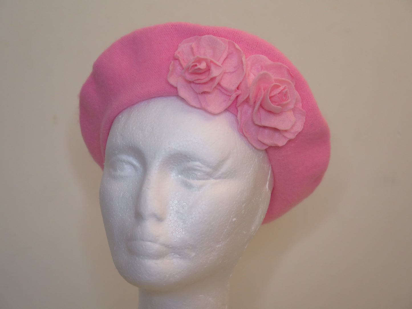 pink flowered beret