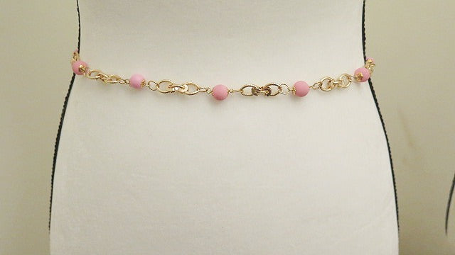 pink gold belt necklace