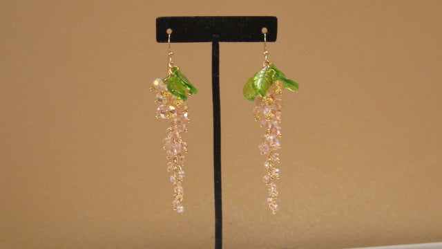 pink grape earrings