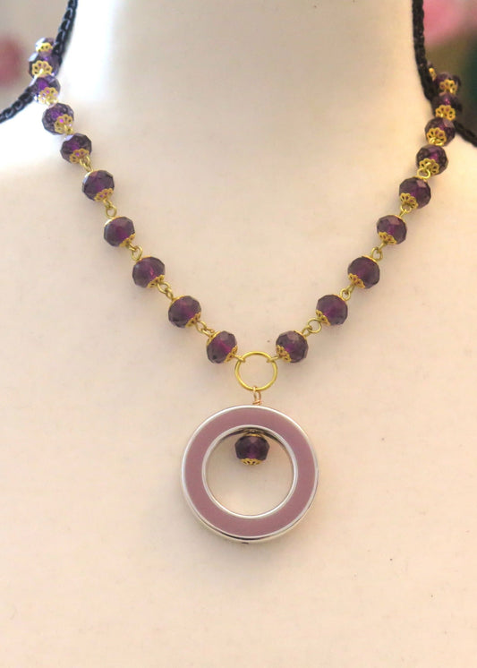 Purple ecklaces with round pendant