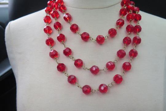 red 3 layer necklace