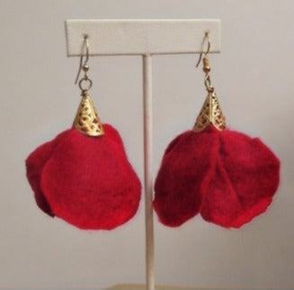 red felt flower jewelry earring