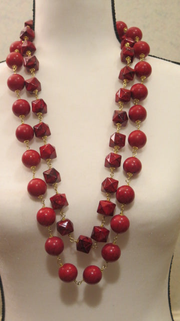 red large Beads necklace