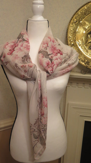 scarf with pink flowers