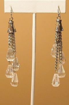 silver clear fringes earring