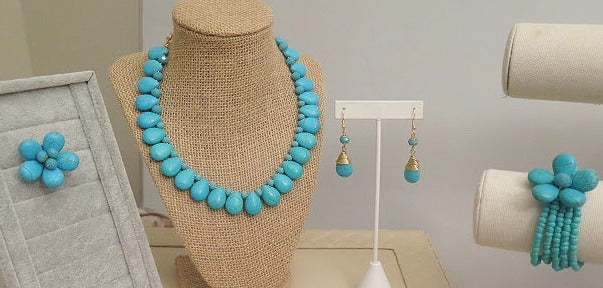 turquoise set: ring, bracelet, earring and necklace