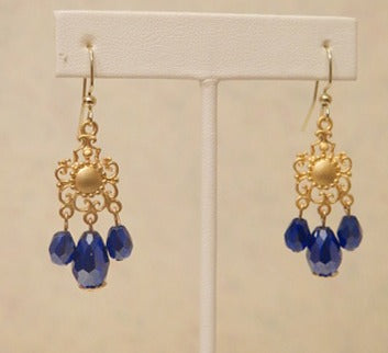 vintage inspired simple blue earring