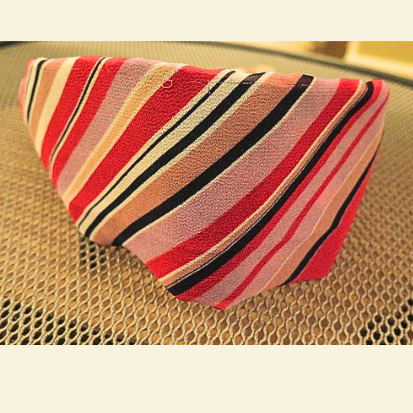 Women's Red Striped Chiffon Scarf & Headband Set | Diagonal Stripe Print | One Size Fits All Fashion Accessory Set