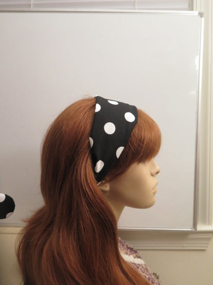 white black Polk dot headband