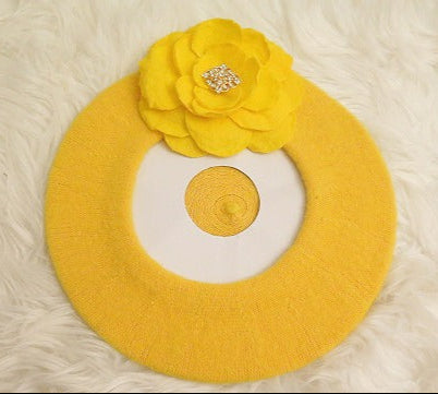 yellow flower beret