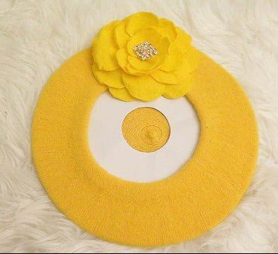 yellow wool beret